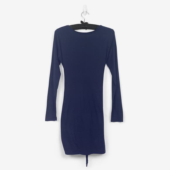 Michael Stars Faux Wrap Tee Dress Medium Nocturnal Purple Cotton Modal Jersey - Picture 2 of 4